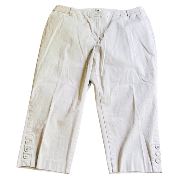 Talbots Khaki Button Cropped Pants Size 20W - Picture 1 of 8